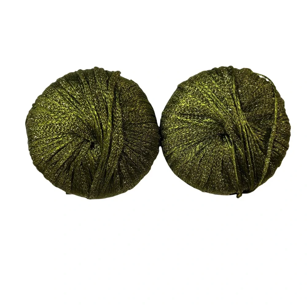 Muench Verikeri Yarn Metallic Gold Green 84% Nylon 16% Polyester Set of 2‎